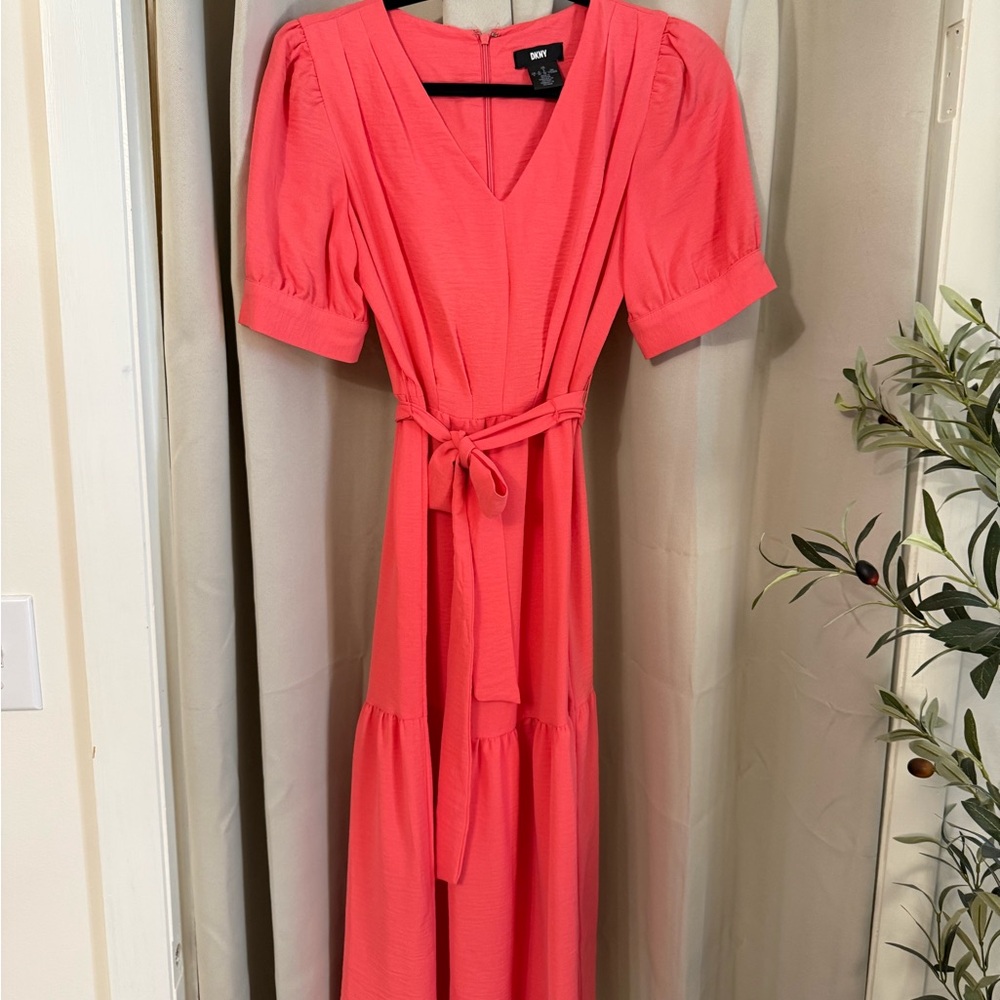 Dkny Coral Maxi Dress with Tie Waist